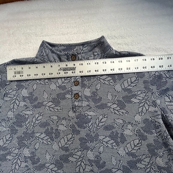 Lands' End Womens Blue Leaf Print Cotton Blend Pullover Top 2X 20W-22W Casual - Picture 7 of 9